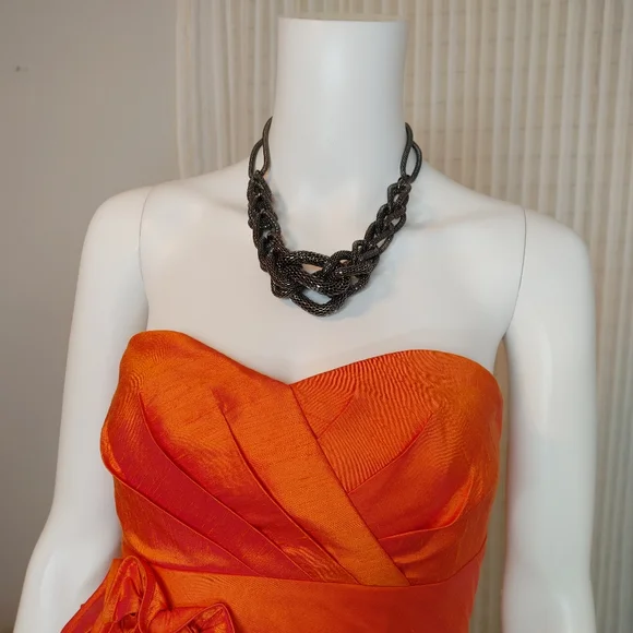 PHOEBE COUTURE "OPANGE" SILK COCKTAIL DRESS 4 - Picture 5 of 13